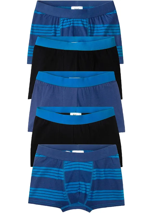 Boxershorts mit weicher Baumwolle (5er Pack) in blau von vorne - bonprix