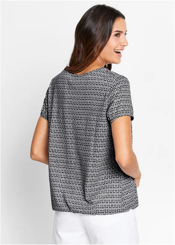 Shirt aus reiner Baumwolle in schwarz von hinten (im Anschnitt) - bonprix