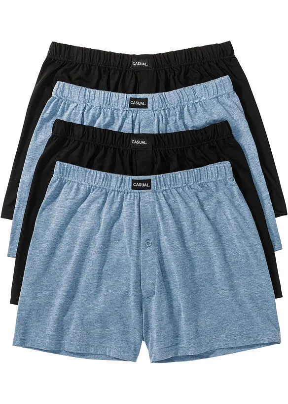 Lockere Jersey Boxershorts mit weicher Baumwolle (4er Pack) in schwarz - bonprix