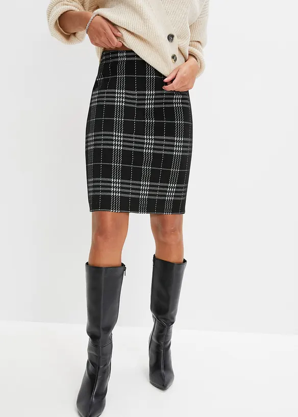 Tartan-Minirock in schwarz von vorne - bonprix Tartan-Minirock in schwarz von vorne - bonprix