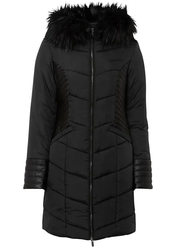 Steppmantel in schwarz von vorne - bonprix