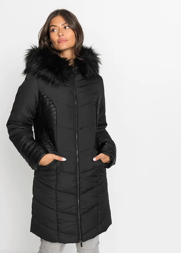 Steppmantel in schwarz von vorne (Totalaufnahme) - bonprix
