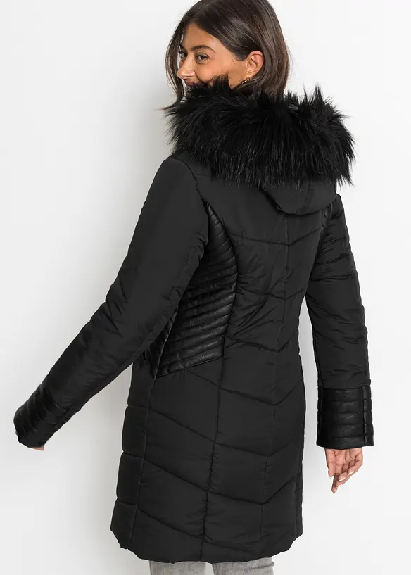 Steppmantel in schwarz von hinten (Totalaufnahme) - bonprix