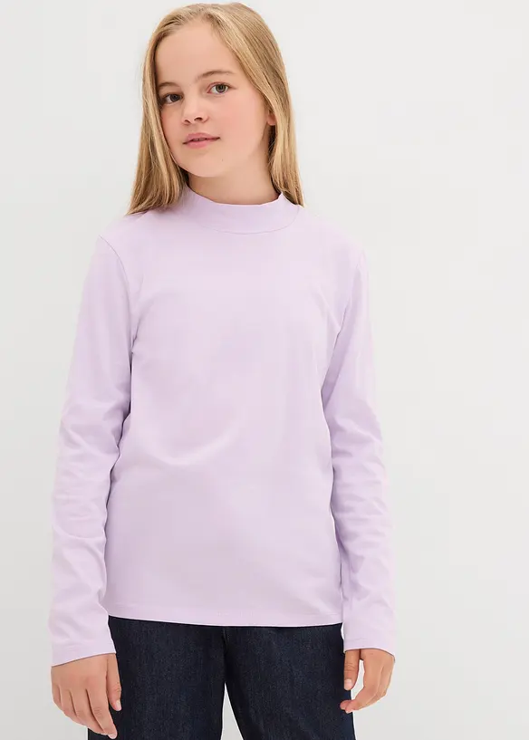 Rollkragenshirt (2er Pack) in lila von vorne (im Anschnitt) - bonprix