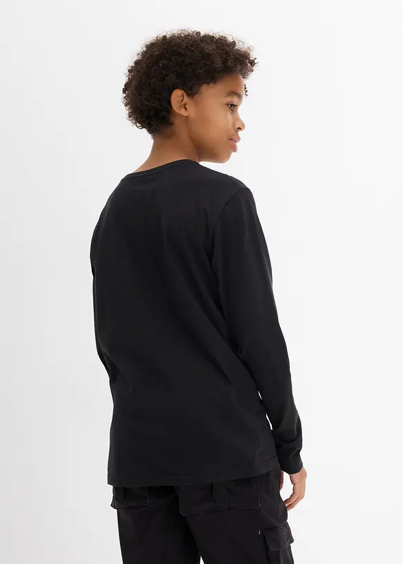 Langarmshirt aus reiner Bio-Baumwolle in schwarz von hinten (im Anschnitt) - bonprix