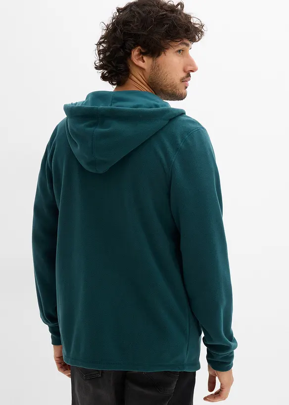 Kapuzen-Fleecejacke in Regular Fit in grün von hinten (im Anschnitt) - bonprix