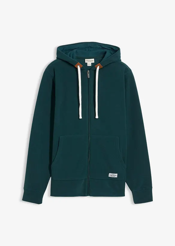 Kapuzen-Fleecejacke in Regular Fit in grün von vorne - bonprix