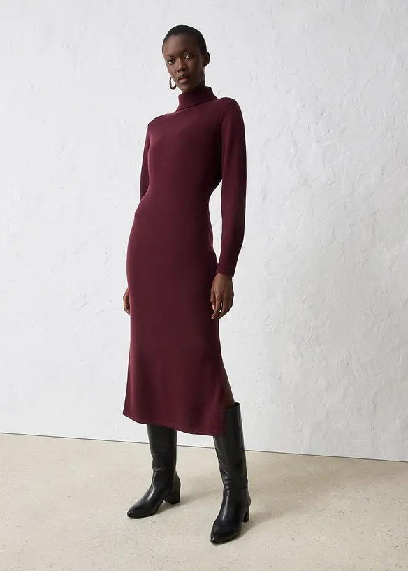 Strickkleid aus Merinowolle in rot von vorne (Totalaufnahme) - bonprix
