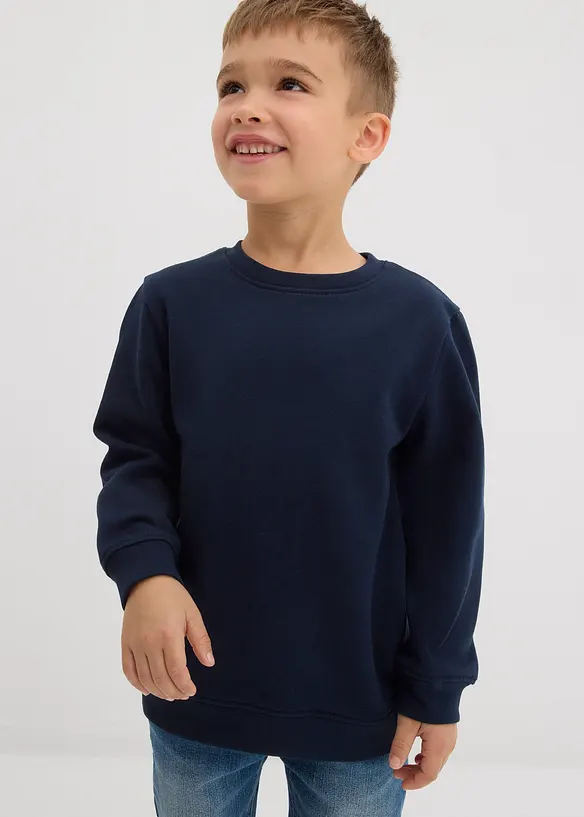 Sweatshirt aus weichem Baumwoll-Mix (2er Pack) in blau von vorne (im Anschnitt) - bonprix