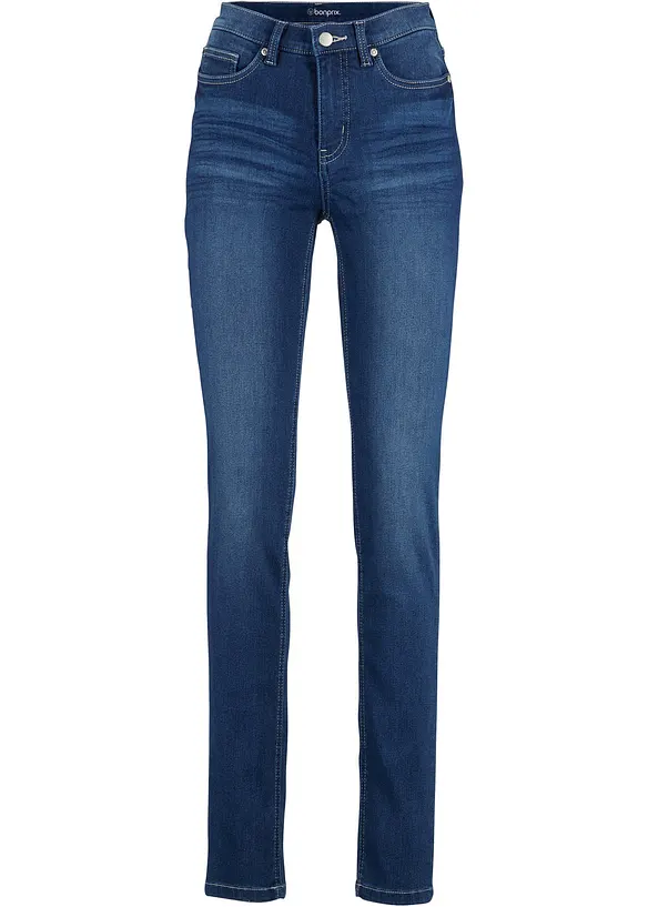 Slim Jeans Mid Waist, Stretch in blau von vorne - bonprix