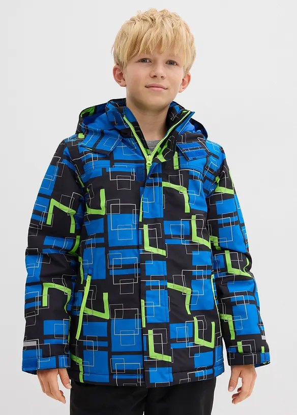 wasserdichte Funktionsjacke mit reflektierenden Details in schwarz von vorne (im Anschnitt) - bonprix