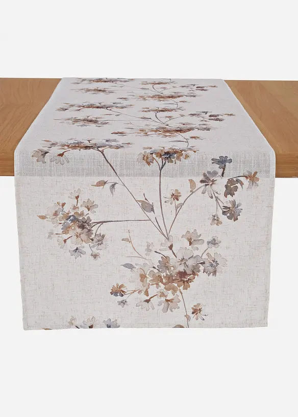 Tischläufer mit Leinenanteil in beige von vorne - bonprix