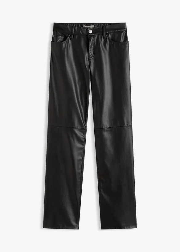 Lederimitat-Hose mit Bequembund in schwarz von vorne - bonprix