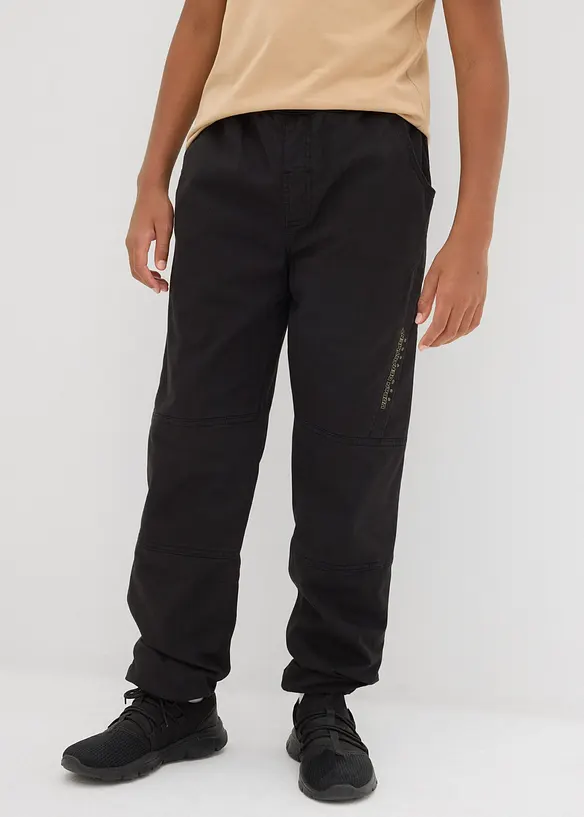 Thermo Loose-Fit -Schlupfhose mit Jerseyfutter in schwarz von vorne - bonprix