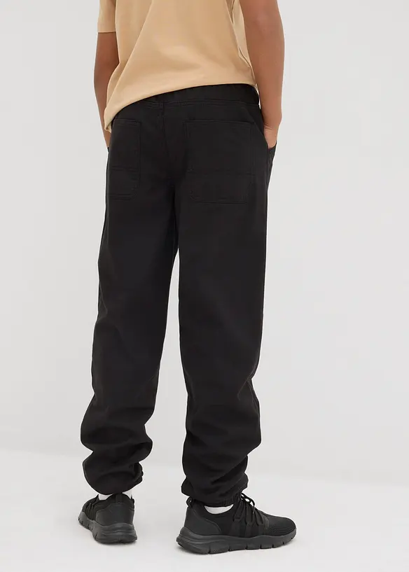 Thermo Loose-Fit -Schlupfhose mit Jerseyfutter in schwarz von hinten - bonprix