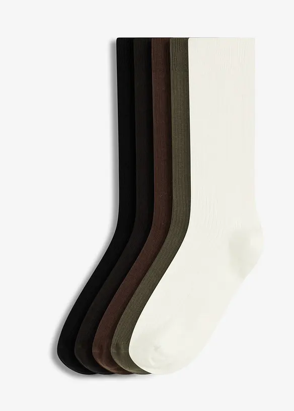 Socken mit Bio-Baumwolle (5er Pack) in schwarz von vorne - bonprix