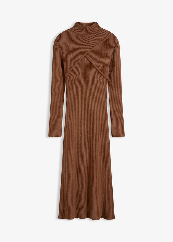 Strickkleid aus softem Viskose-Mix in braun von vorne - bonprix