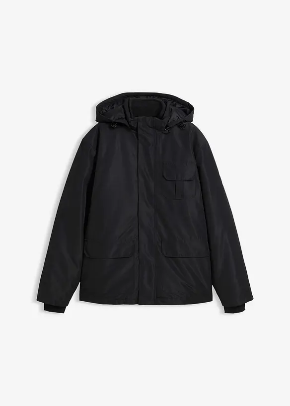 3 in 1 Winterjacke mit heraustrennbarer Innenfleecejacke in schwarz von vorne - bonprix