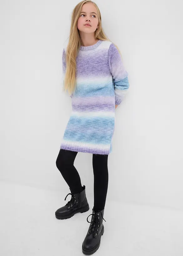 Strickkleid mit Farbverlauf in lila von vorne (Totalaufnahme) - bonprix