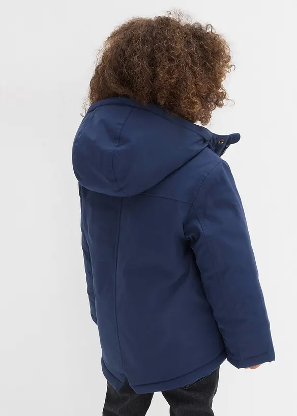 Winterparka mit Teddyfutter, wasserabweisend in blau von hinten (im Anschnitt) - bonprix