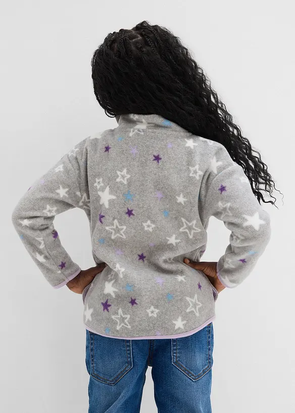 kuschelige Fleecejacke mit Kontrastdetails in grau von hinten (im Anschnitt) - bonprix