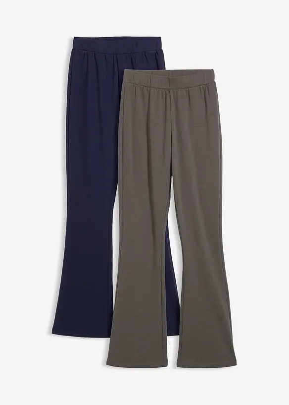 Thermo-Leggings Bootcut (2er Pack) in blau von vorne - bonprix