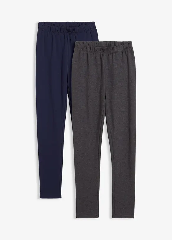 Thermo-Leggings (2er Pack) in blau von vorne - bonprix