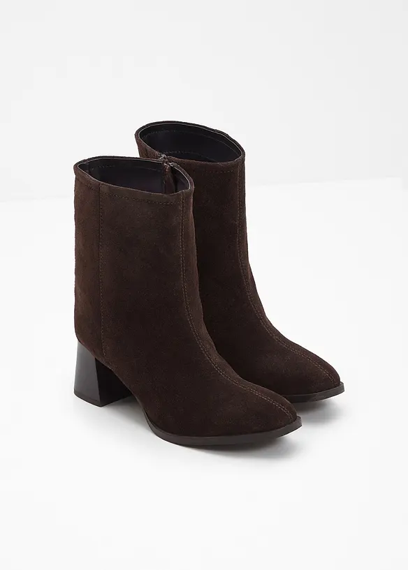 Stiefeletten aus Veloursleder in braun - bonprix
