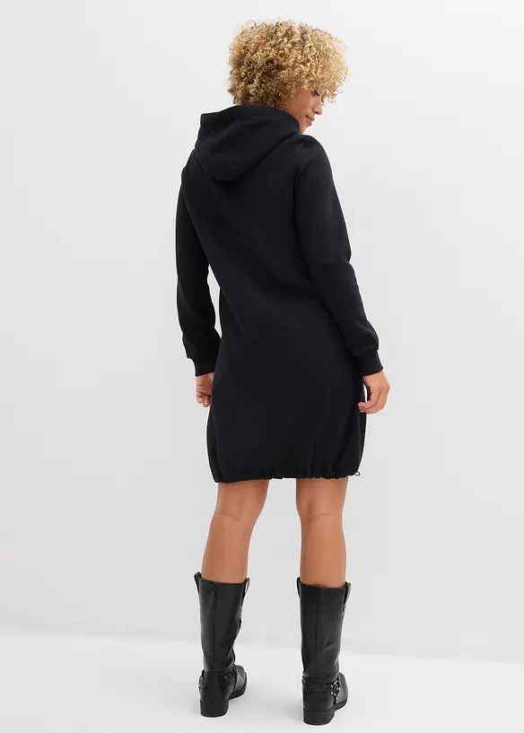 Sweatkleid aus Baumwoll-Mix in schwarz von hinten (Totalaufnahme) - bonprix