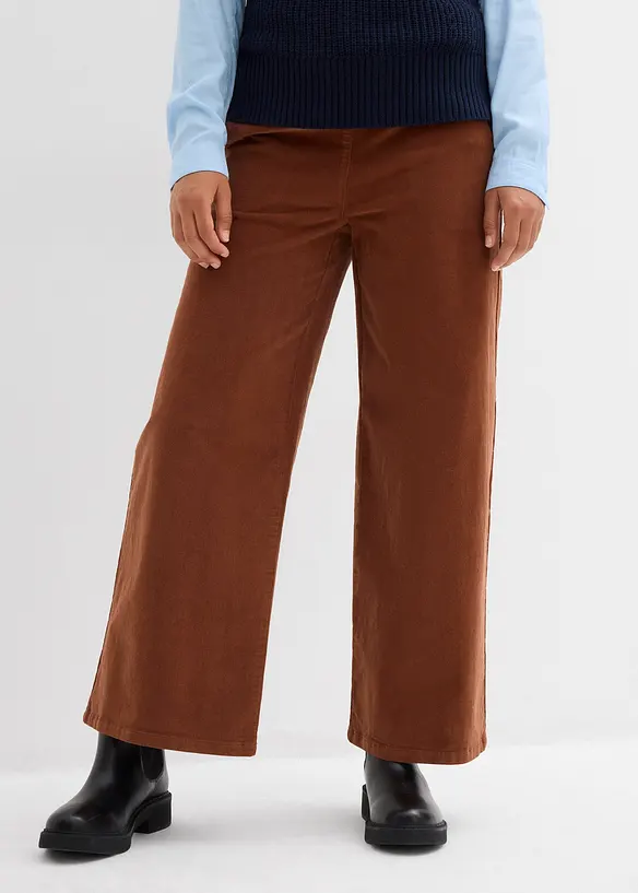 High-Waist-Cordhose aus Baumwoll-Mix in braun von vorne - bonprix High-Waist-Cordhose aus Baumwoll-Mix in braun von vorne - bonprix