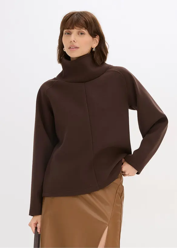 Rollkragenpullover in braun von vorne (im Anschnitt) - bonprix