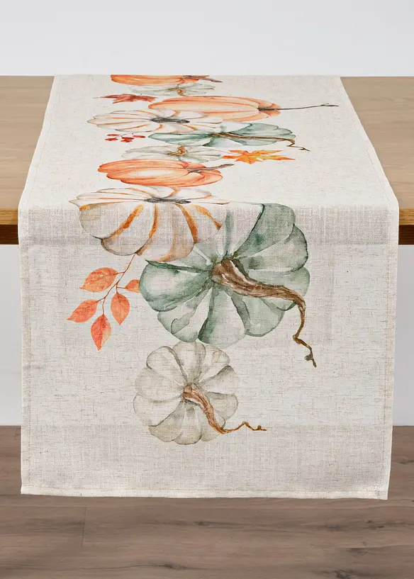 Tischläufer mit Leinenanteil in beige von vorne - bonprix