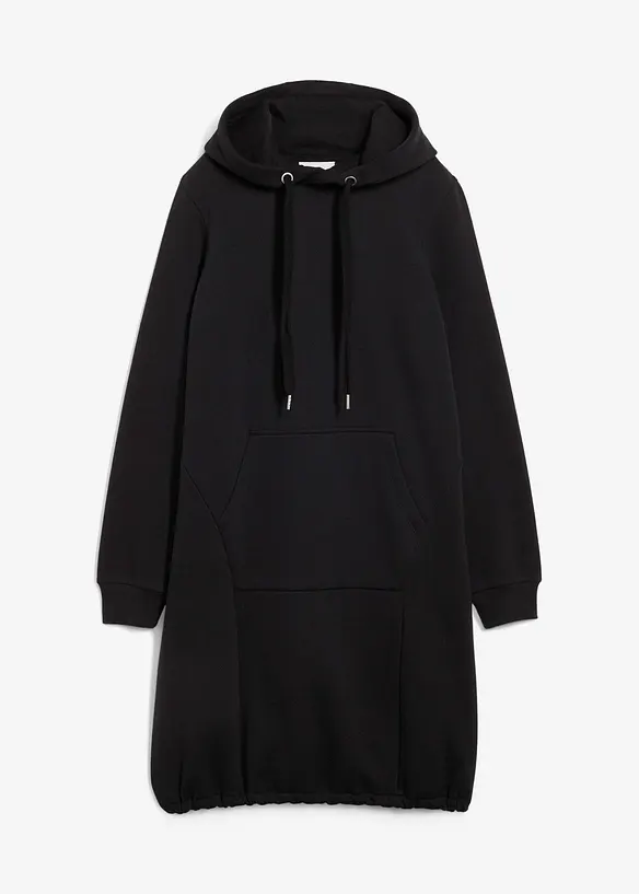 Sweatkleid aus Baumwoll-Mix in schwarz von vorne - bonprix