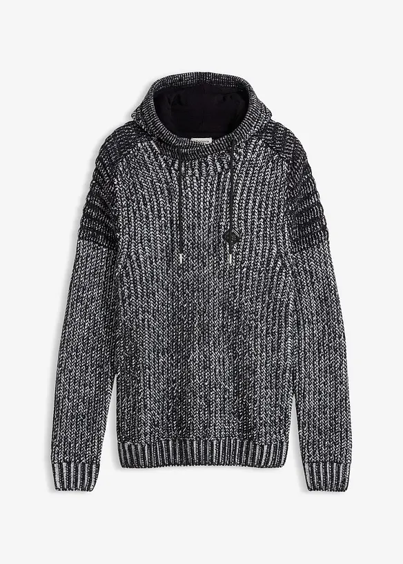 Grobstrickpullover in Regular Fit in schwarz von vorne - bonprix