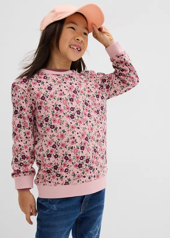 Sweatshirt aus reiner Bio-Baumwolle (2er Pack) in weiß von vorne (im Anschnitt) - bonprix