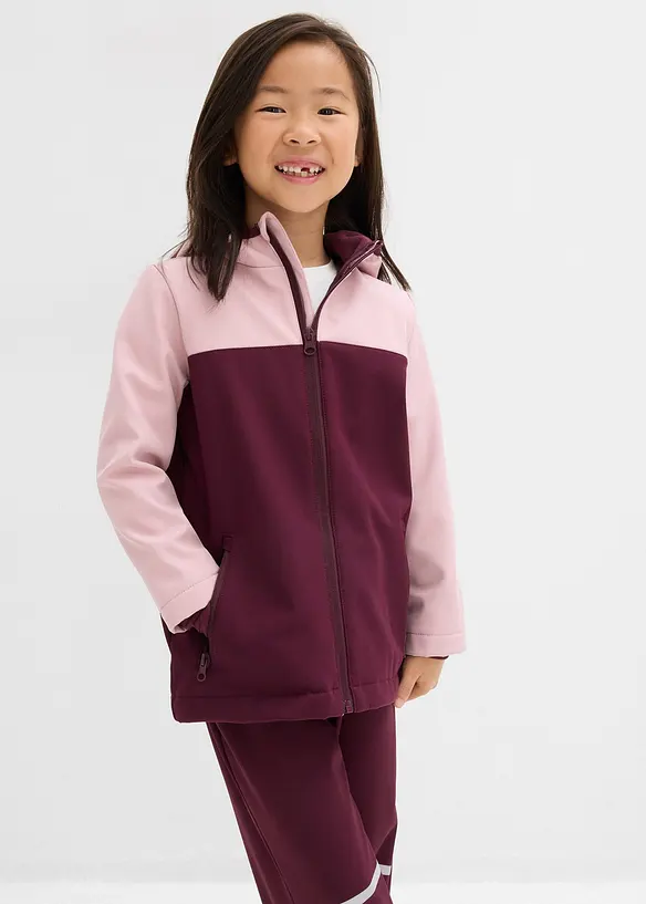 Thermo-Softshelljacke, wasserabweisend in rosa von vorne (im Anschnitt) - bonprix