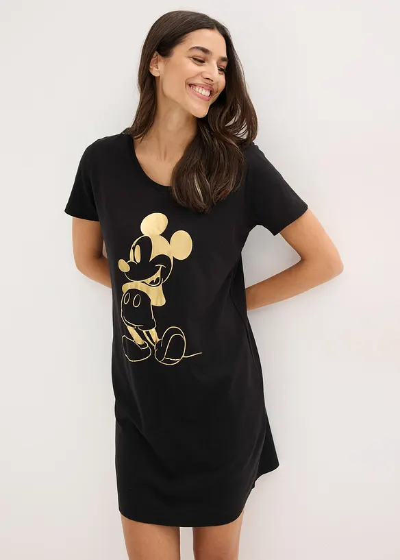 Disney Mickey Mouse Nachthemd in schwarz von vorne (Totalaufnahme) - Disney