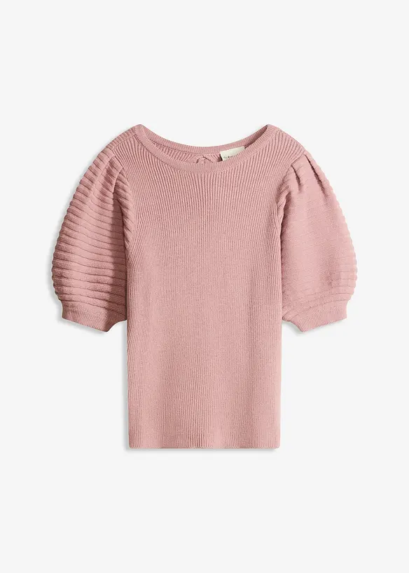 Pullover mit Ballonärmeln in rosa von vorne - bonprix