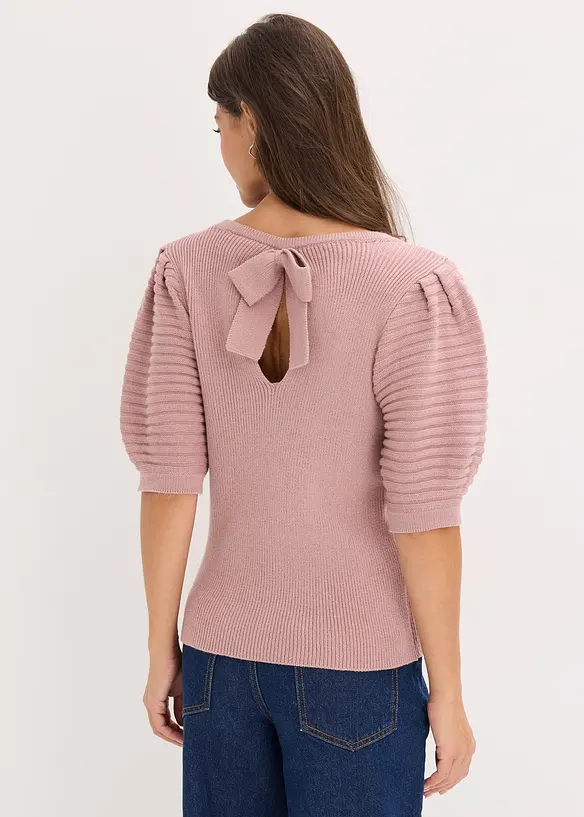 Pullover mit Ballonärmeln in rosa von hinten (im Anschnitt) - bonprix
