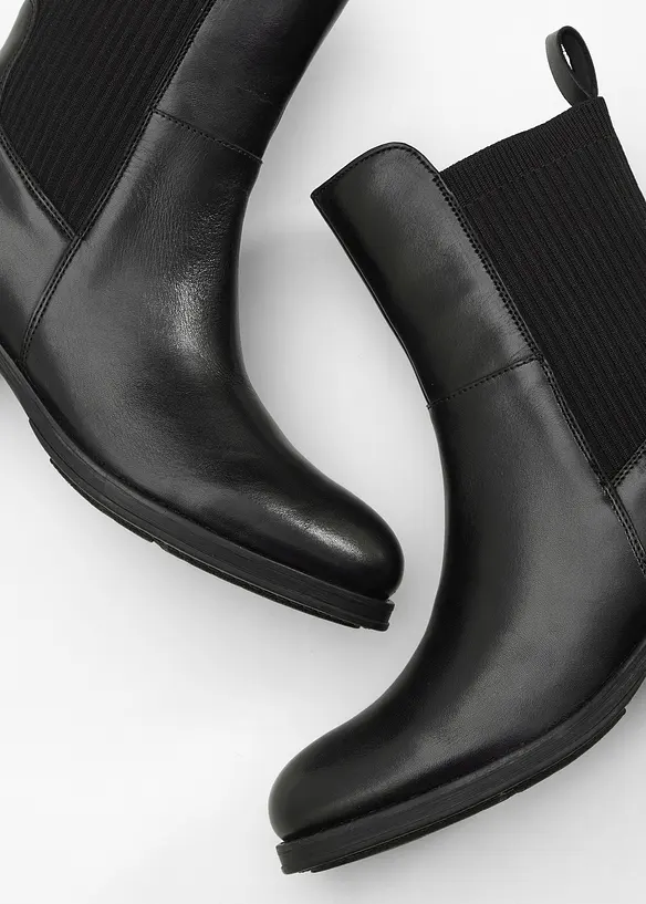 Boots aus Leder in schwarz - bonprix