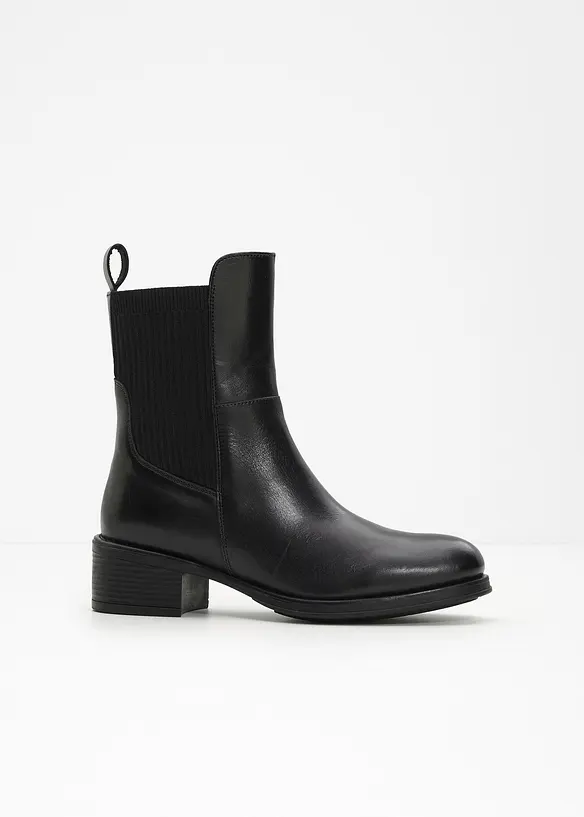 Boots aus Leder in schwarz - bonprix