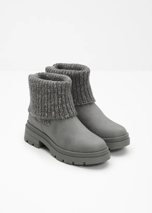 Chelsea-Boots mit Strickeinsatz in grau - bonprix