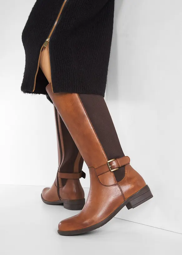 Stiefel aus Leder in braun - bonprix