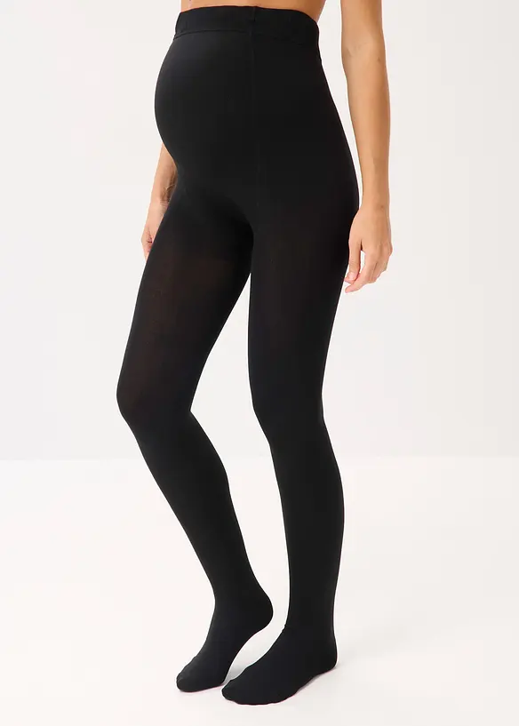 Thermo Schwangerschafts-Strumpfhose 140 DEN in schwarz von vorne - bonprix
