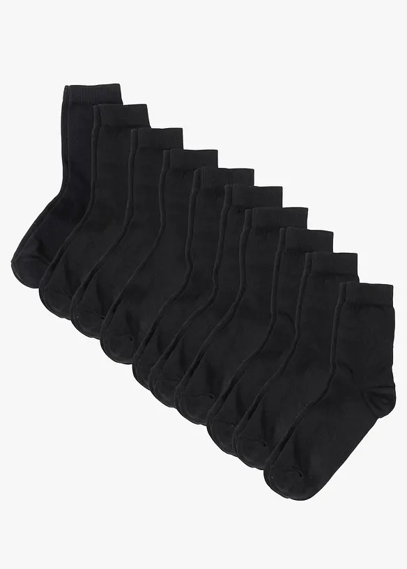 Socken mit Bio-Baumwolle (10er Pack) in schwarz von vorne - bonprix
