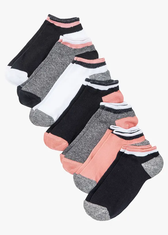 Sneakersocken mit Bio-Baumwolle (7er Pack) in schwarz von vorne - bonprix