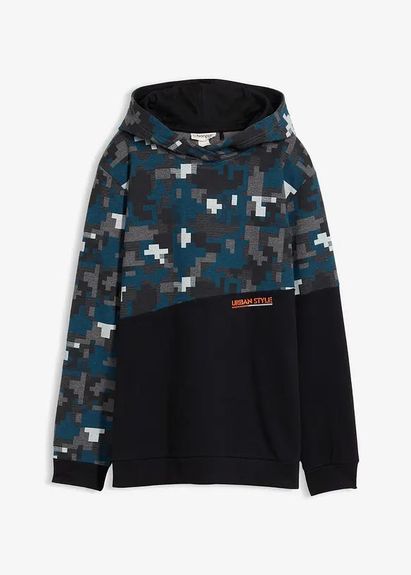 Hoodie mit Bio-Baumwolle in schwarz von vorne - bonprix