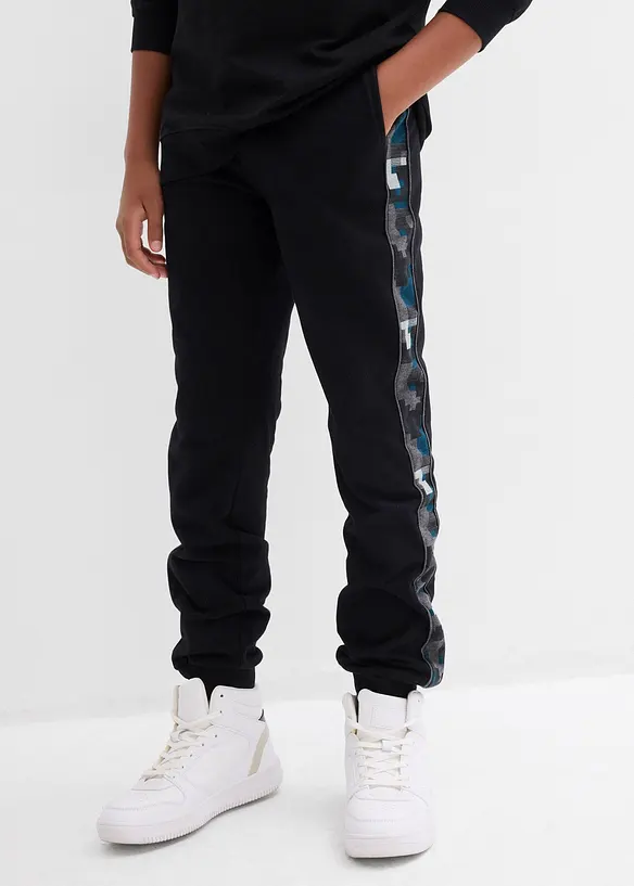 Jogginghose mit Bio-Baumwolle in schwarz von vorne - bonprix
