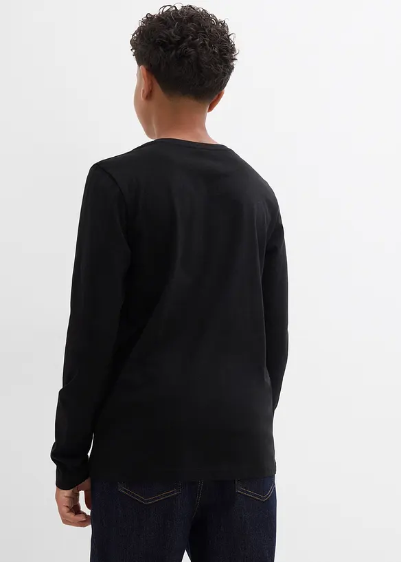 Langarmshirt aus reiner Bio-Baumwolle in schwarz von hinten (im Anschnitt) - bonprix