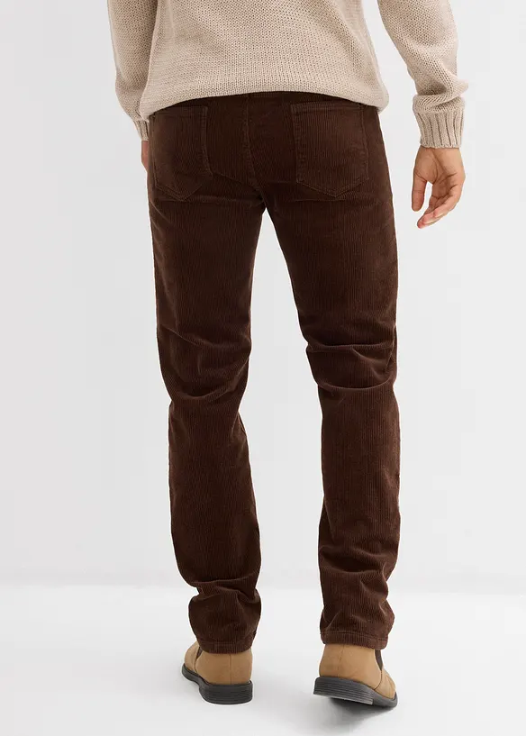 Regular-Fit Cordhose in gewaschener Optik, Straight in braun von hinten - bonprix